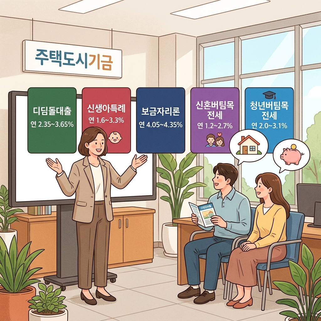 정책금융 대출 5개 상품 비교 — 디딤돌 신생아특례 보금자리론 신혼버팀목 청년버팀목