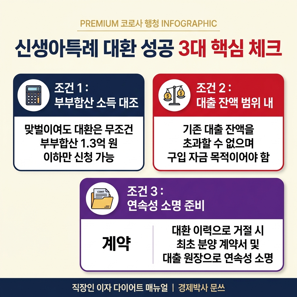 신생아특례 대환 성공 3대 핵심 체크 인포그래픽
