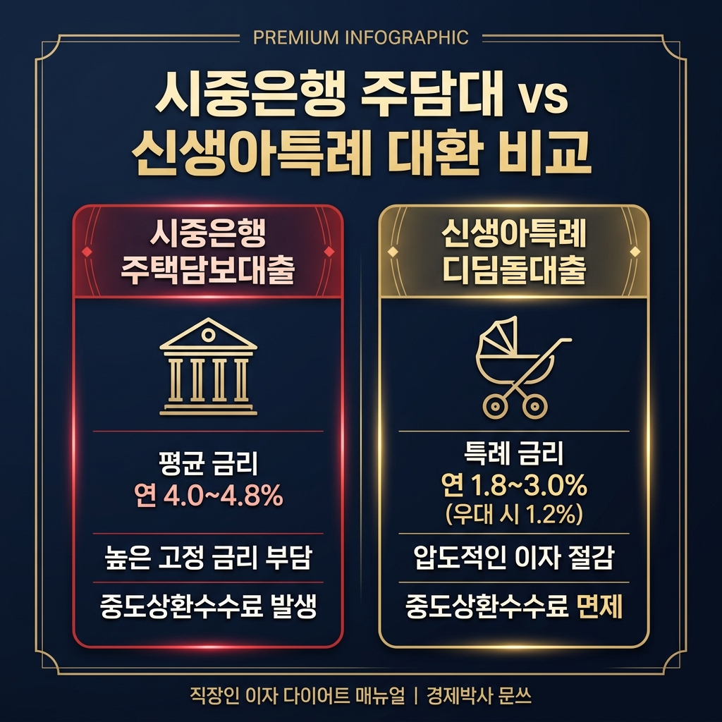 시중은행 주담대 vs 신생아특례 대환 10년 복리비교 인포그래픽