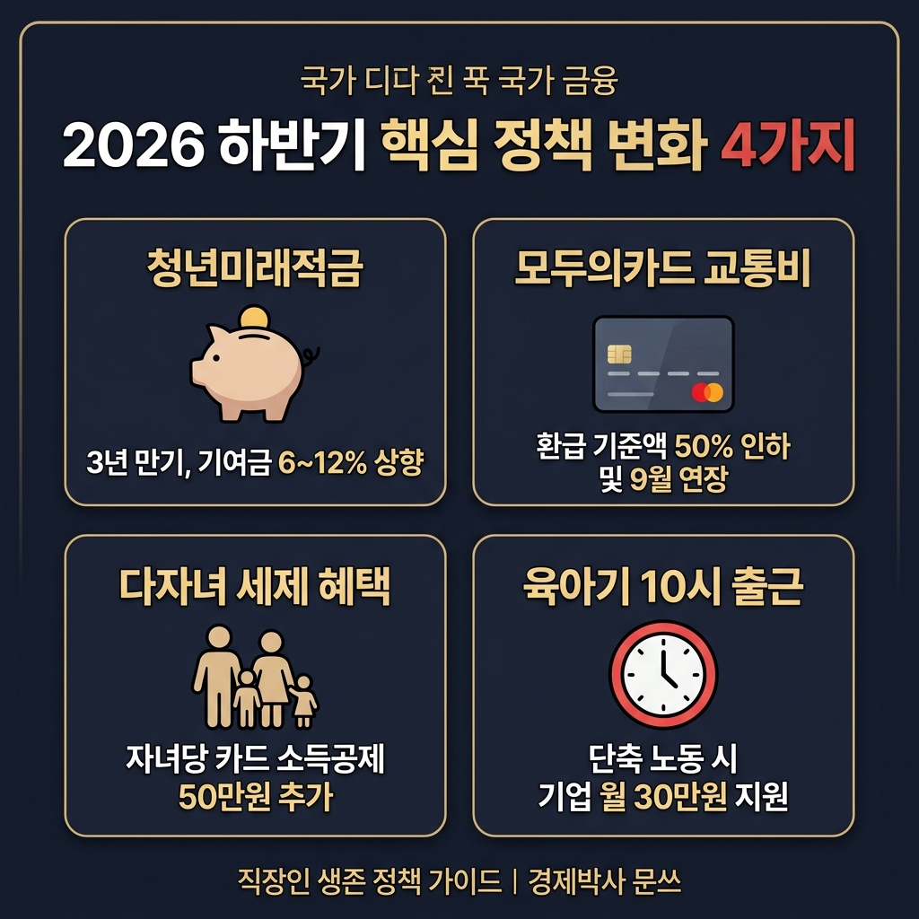 2026 하반기 핵심 정책 변화 4가지 요약 인포그래픽