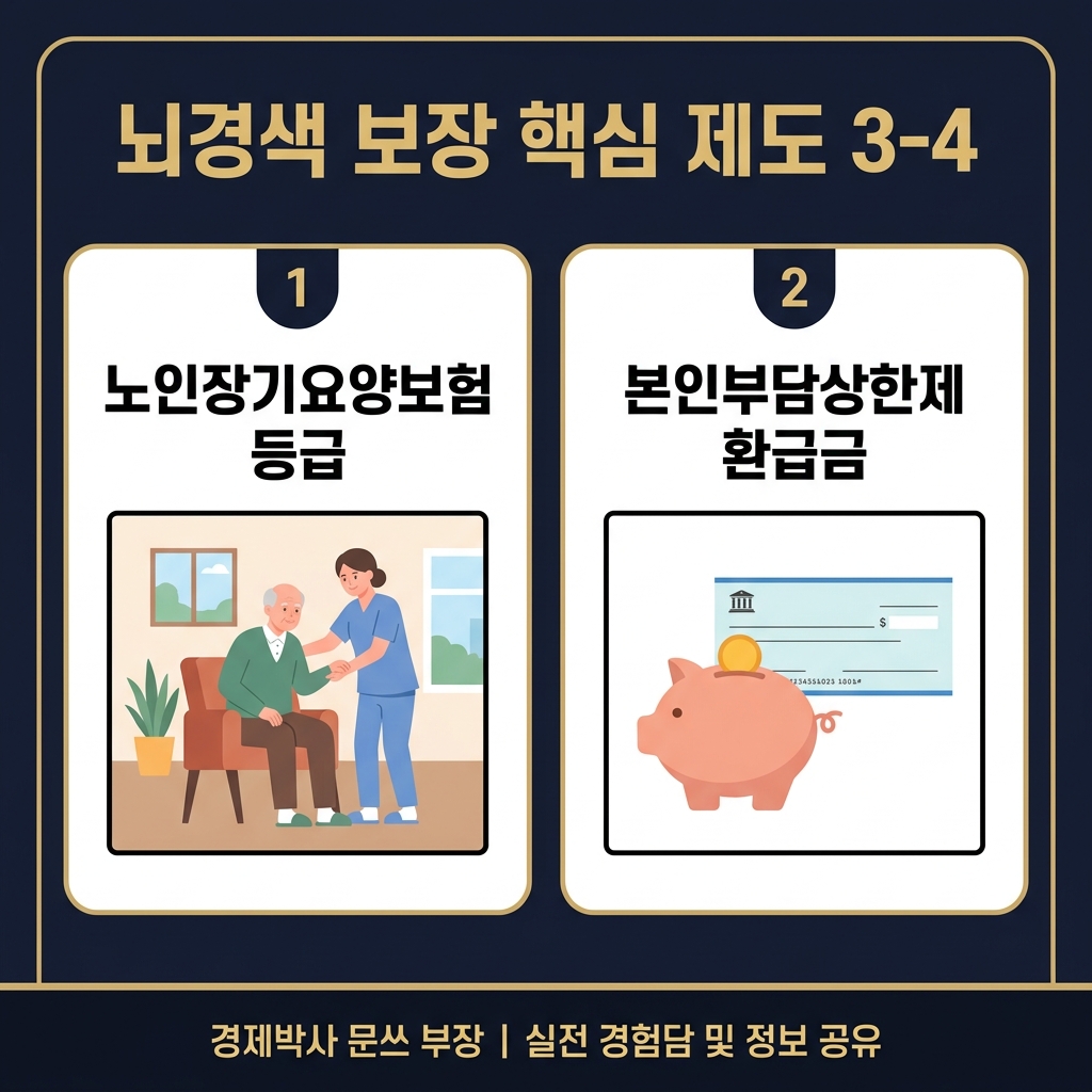 뇌경색 보장 핵심 제도 3-4 카드뉴스: 노인장기요양보험 및 본인부담상한제