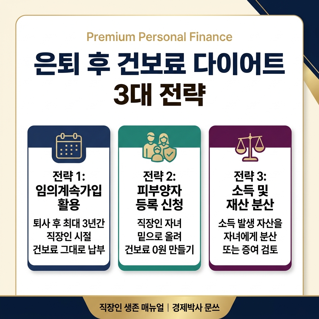 은퇴 후 건보료 다이어트 3대 전략 인포그래픽