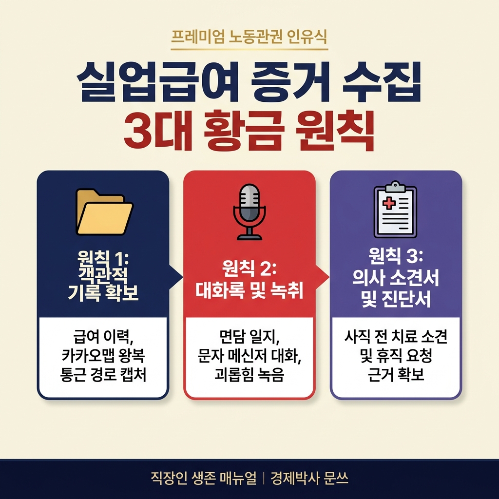 실업급여 증거 수집 3대 황금 원칙 인포그래픽