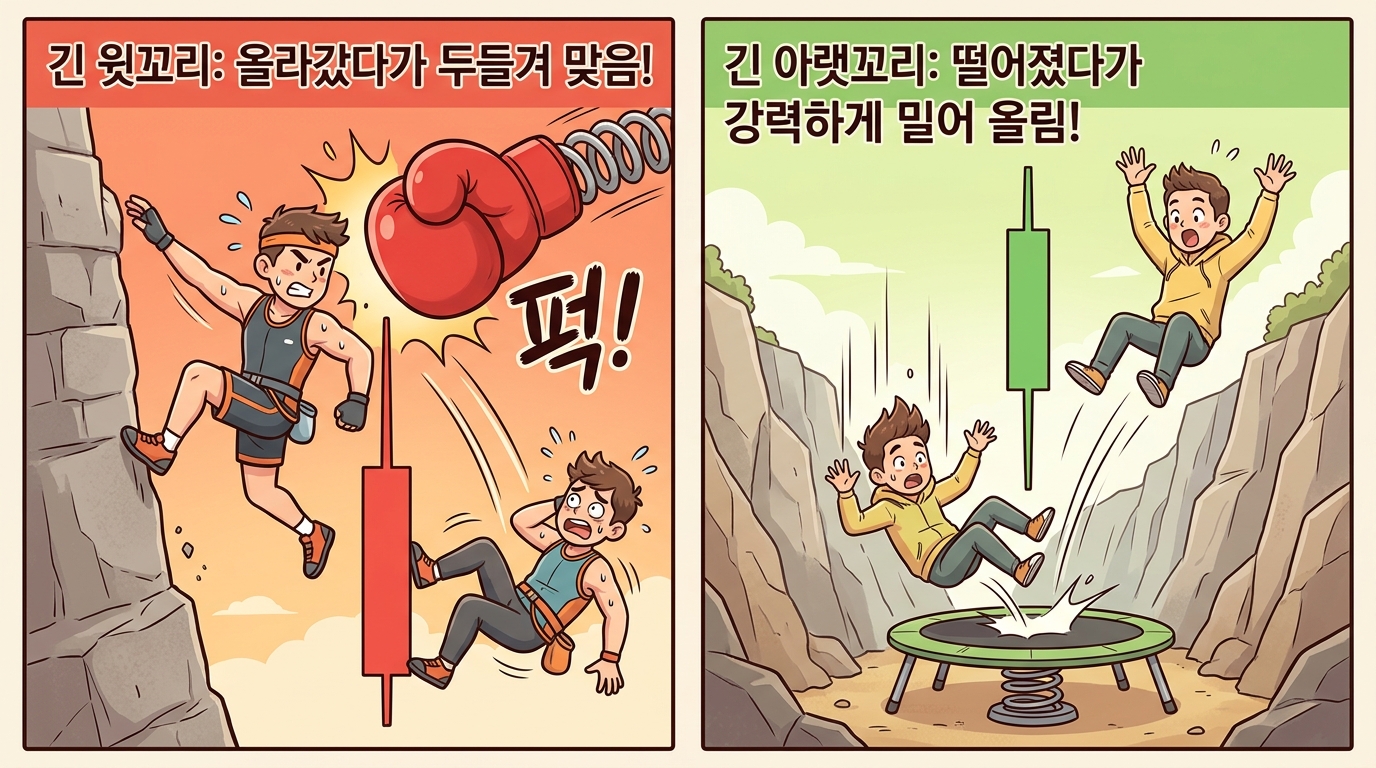 캔들 윗꼬리와 아랫꼬리의 심리 만화