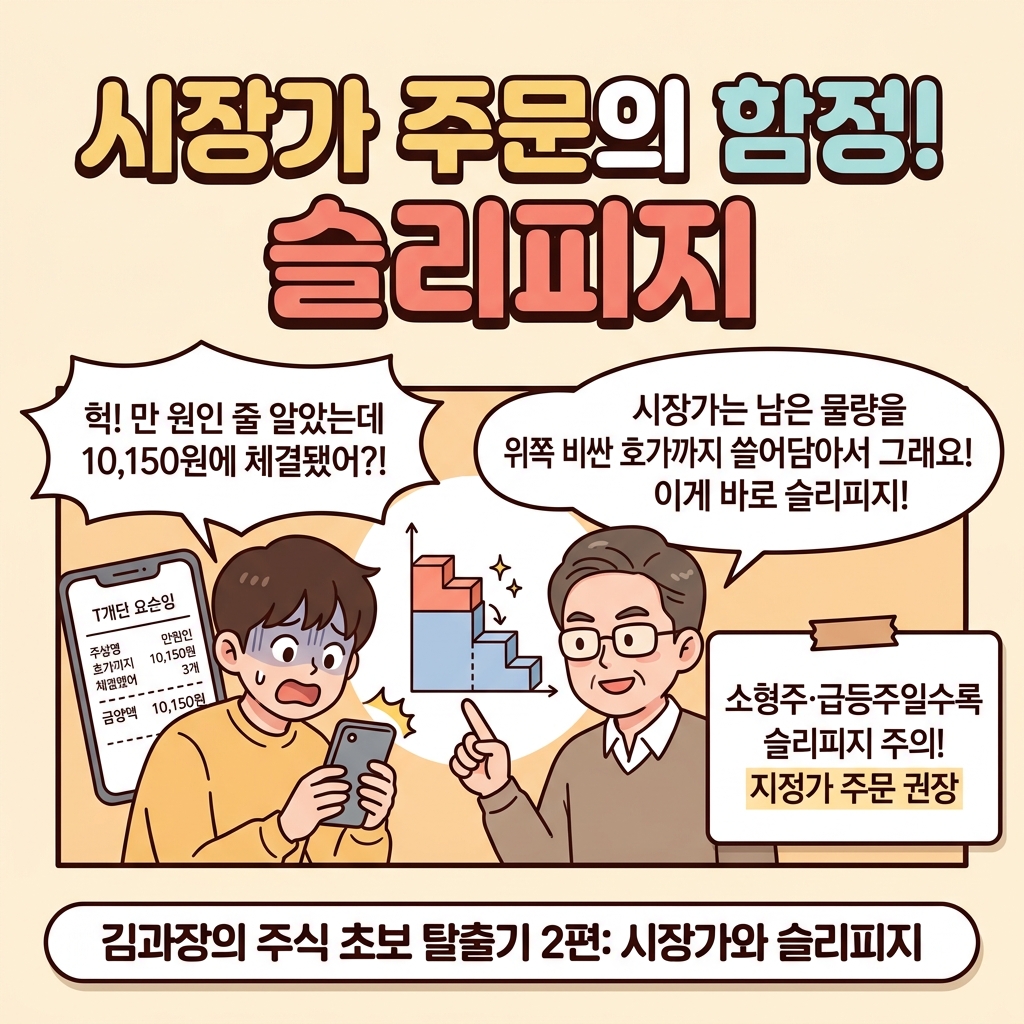 시장가 지정가 차이 슬리피지 예시 인포그래픽