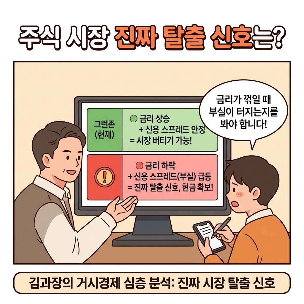 주식 시장 진짜 탈출 신호 그린존과 레드존 비교 만화 카드뉴스